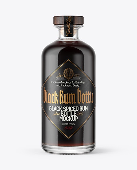 Download Download Psd Mockup Black Rum Cork Crafted Rum Dark Rum Bottle Gold Texture Liquor Paper Seal ...