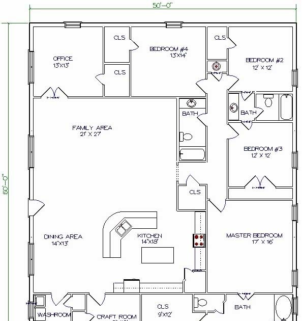 Open Concept Barndominium Floor Plan