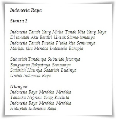 Lirik Lagu Indonesia Raya 3 Stanza : Lirik Lagu Indonesia Raya Umum Dan