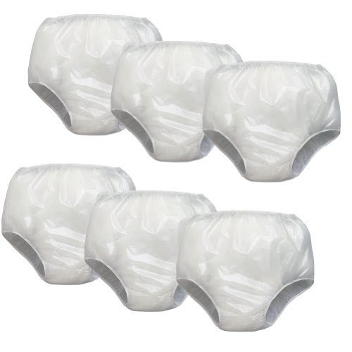 (Set Of 6) Incontinence Pull On Under Pants XXL Waterproof Soft Vinyl White