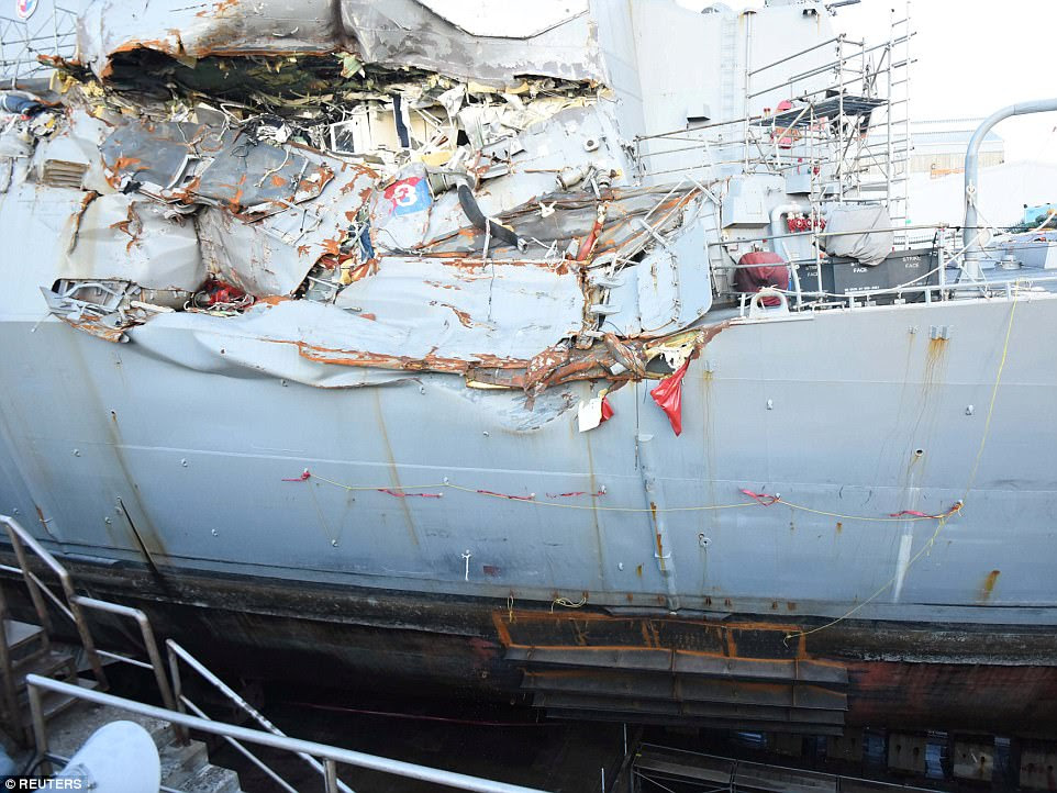 Pictures taken earlier this week and released by the US Navy gave a fresh look at some of the damage done in the collision last month
