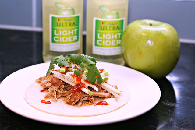 Michelob Ultra Light Cider Pork Tacos with Jicama Apple Slaw