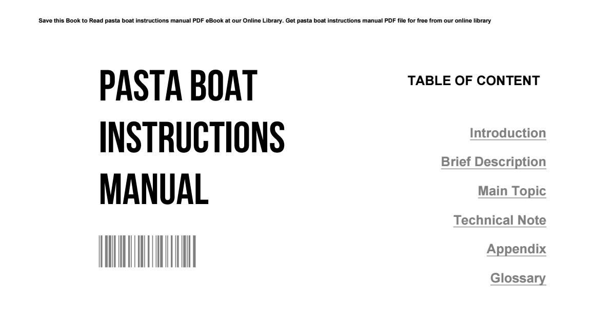 Pasta boat manual ~ Lapstrake boat diy