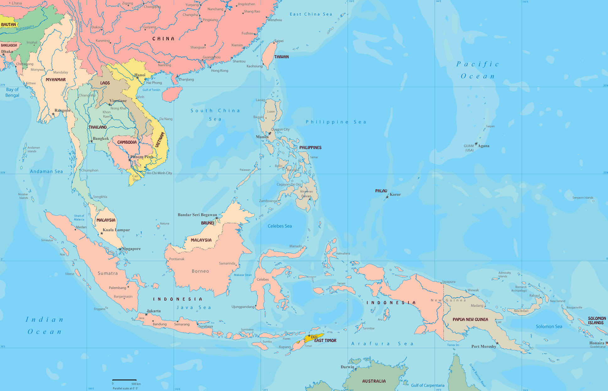Юго западная часть тихого океана. Индонезия и Филиппины на карте. Малайзия Индонезия Сингапур карта. Индонезия на карте Юго Восточной Азии. Географическая карта стран Юго Восточной Азии ??.