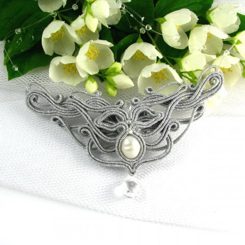 Ślubny naszyjnik ażurowy soutache Ślubny naszyjnik ażurowy soutache