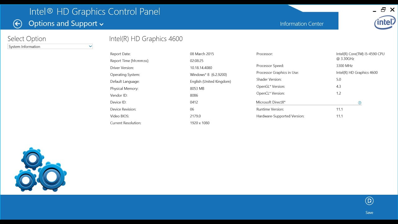 System graphics driver. Intel Graphics Driver.