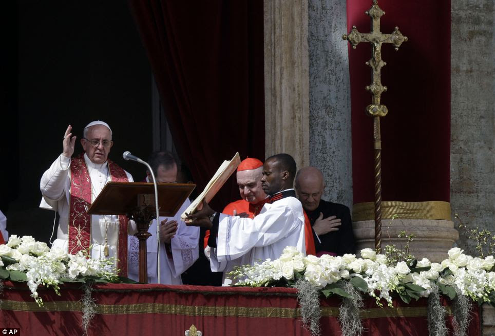 End to conflicts: In his first Easter speech, Francis called for peace between Israelis and Palestinians, an end to the civil war in Syria, and political solutions to conflicts in several African countries
