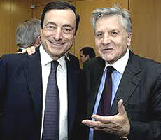 Mario Draghi con Jean-Claude Trichet