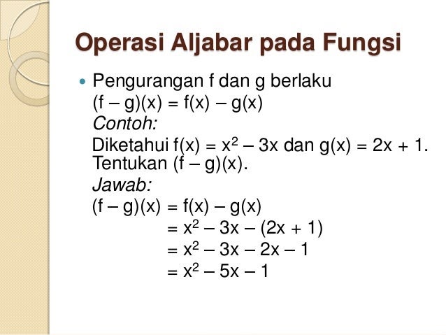 Inilah Contoh Soal Cerita Operasi Aljabar Pada Fungsi