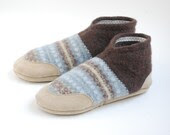 Lambswool Slippers from Upcycled Sweaters, Women sizes 5.5, 8, Pop Goes the Weasel
