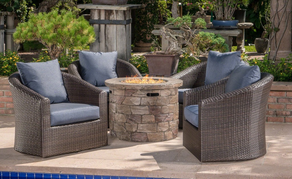 Patio Furniture With Fire Pit - Rattan Fire Pit Table Sets Gardenman Co