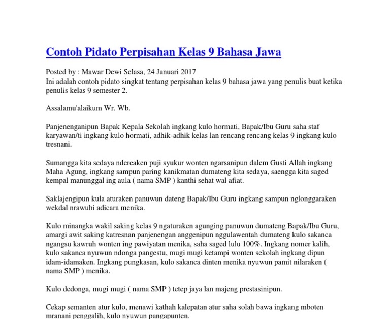 Naskah Pidato Sambutan Perpisahan Kelas 9 Kumpulan