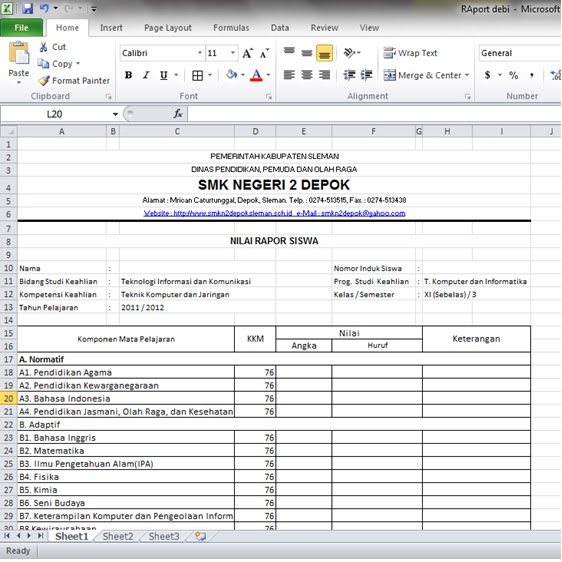 Download Raport Tpq Excel