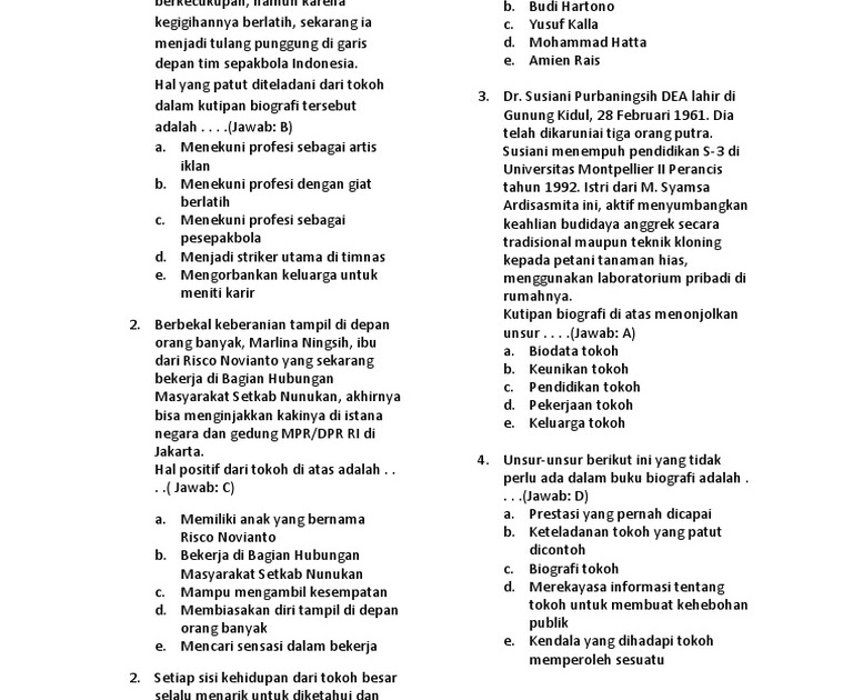 Download 10 Soal Essay Recount Text Tokoh Terkenal Beserta Kunci