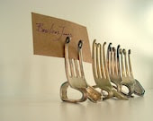 Set of 6 Place Card Holders - Vintage Silver Forks - BasilicusJones