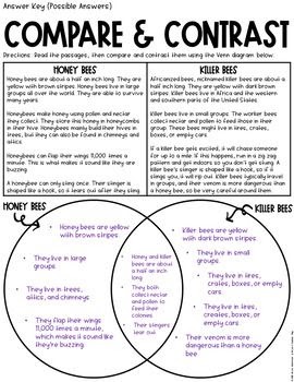 Compare And Contrast Passages 5th Grade Maryann Kirby #39 s Reading Worksheets