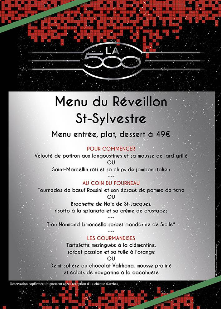 Menu Saint Sylvestre Gastronomique / Ouverture vendredi et samedi soir