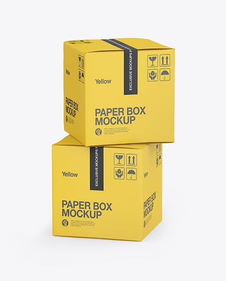 Download Two Paper Boxes Psd Mockup Half Side View PSD Mockup Templates