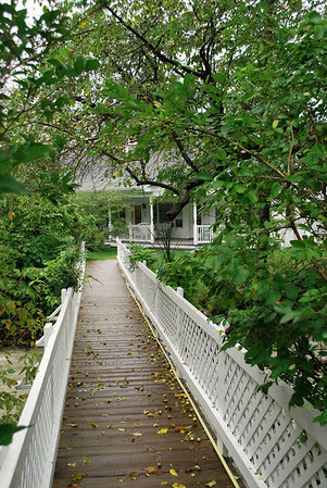 The footbridge to the 1896 House from the Brookside Motel