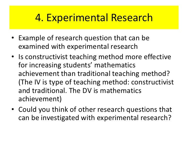 examples of experimental research study