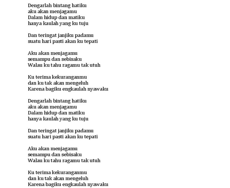 Lirik Dengarlah Bintang Hatiku - malaysheshe