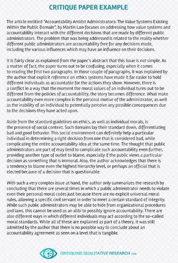 Critique Paper Example  Journal Article Critique Academic Essay