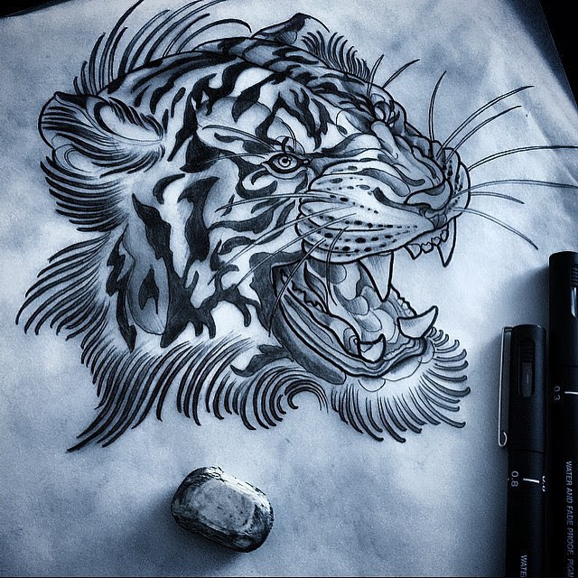 40+ Most Popular Outline Japanese Tiger Tattoo Drawing | Beads by Laura