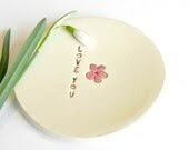 Ceramic Pink Flower Plate Love Text Pottery Mother Days Dish - Ceraminic Ceramic Pink Flower Plate Love Text Pottery Mother Days Dish - Ceraminic