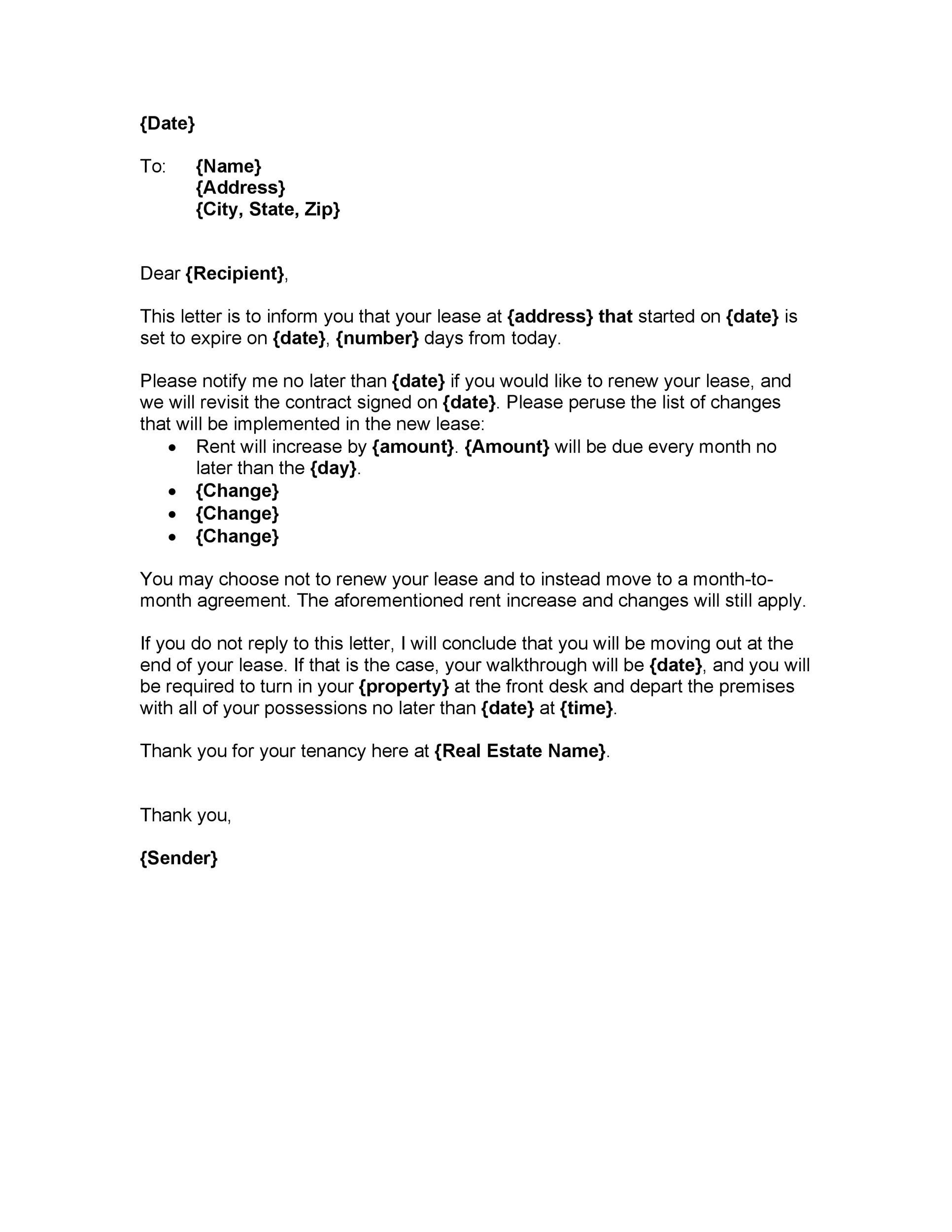 Tenant Not Renewing Lease Letter For Your Needs Letter Template
