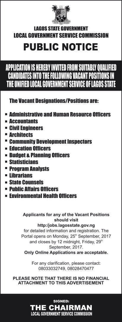 Lagos State Government Job