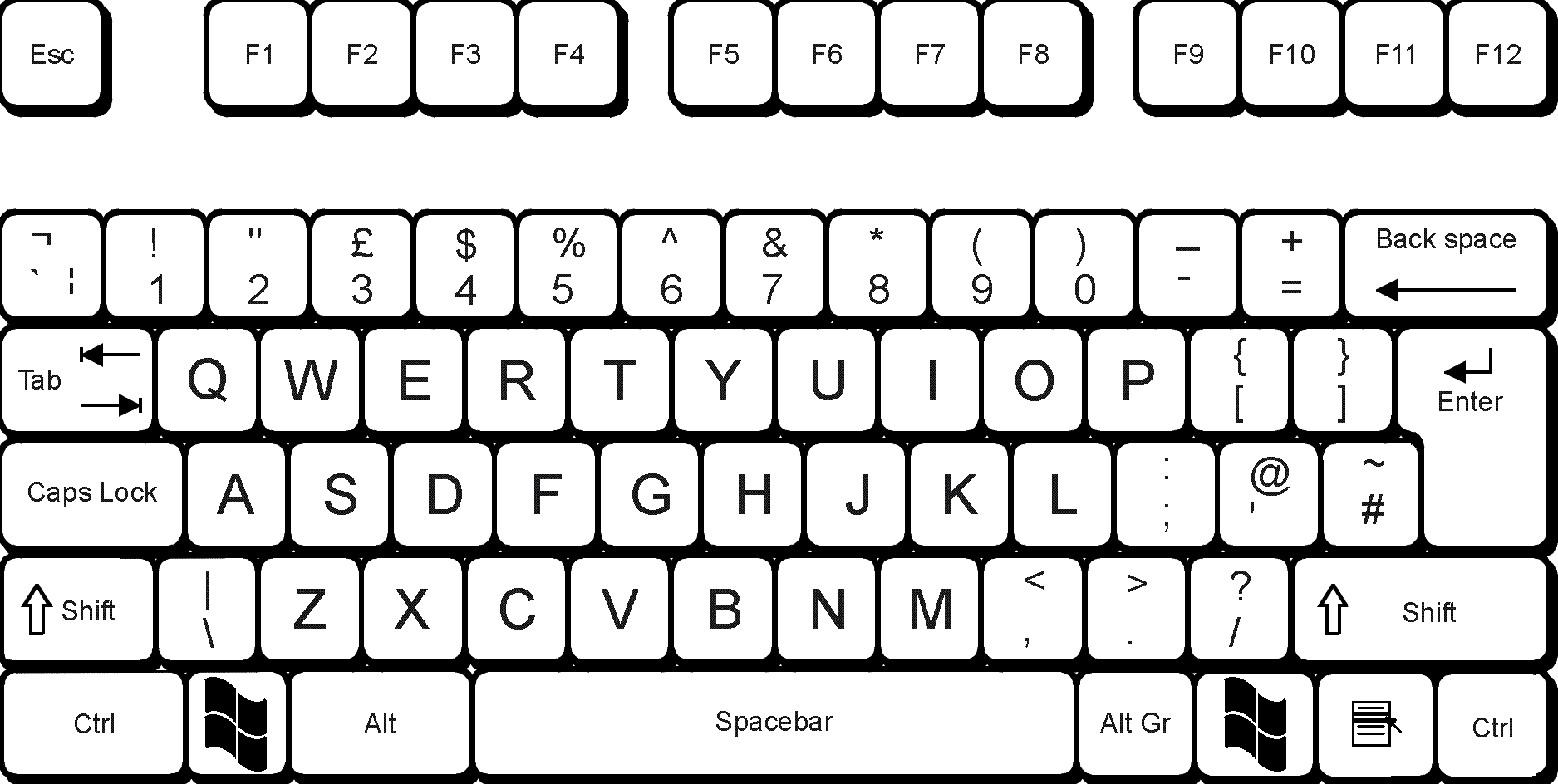 Printable Blank Qwerty Keyboard Template Printable Templates