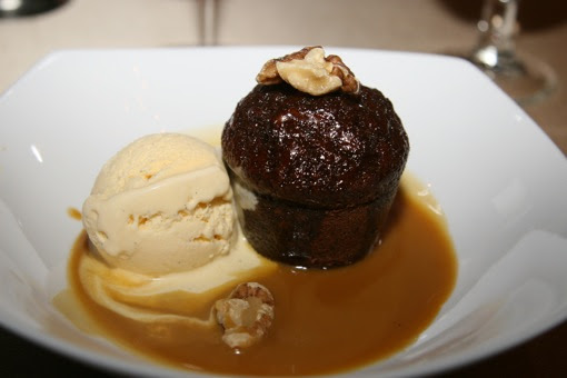 Sticky Date Pudding with butterscotch sauce and vanilla ice-cream