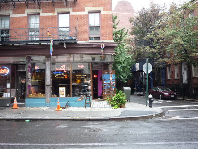 A restaurant prepares windows for Hurricane Irene