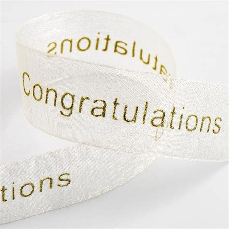 Ivory and Gold Congratulations Organza Ribbon at Favour This Ivory and Gold Congratulations Organza Ribbon at Favour This