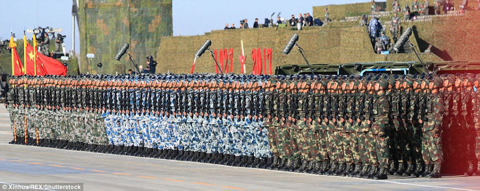 Troops make preparation for a military parade 90th birthday celebration of the Chinese People's Liberation Army
