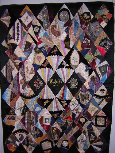 Crazy Quilt with two Redworks - Annette Gero Collection
