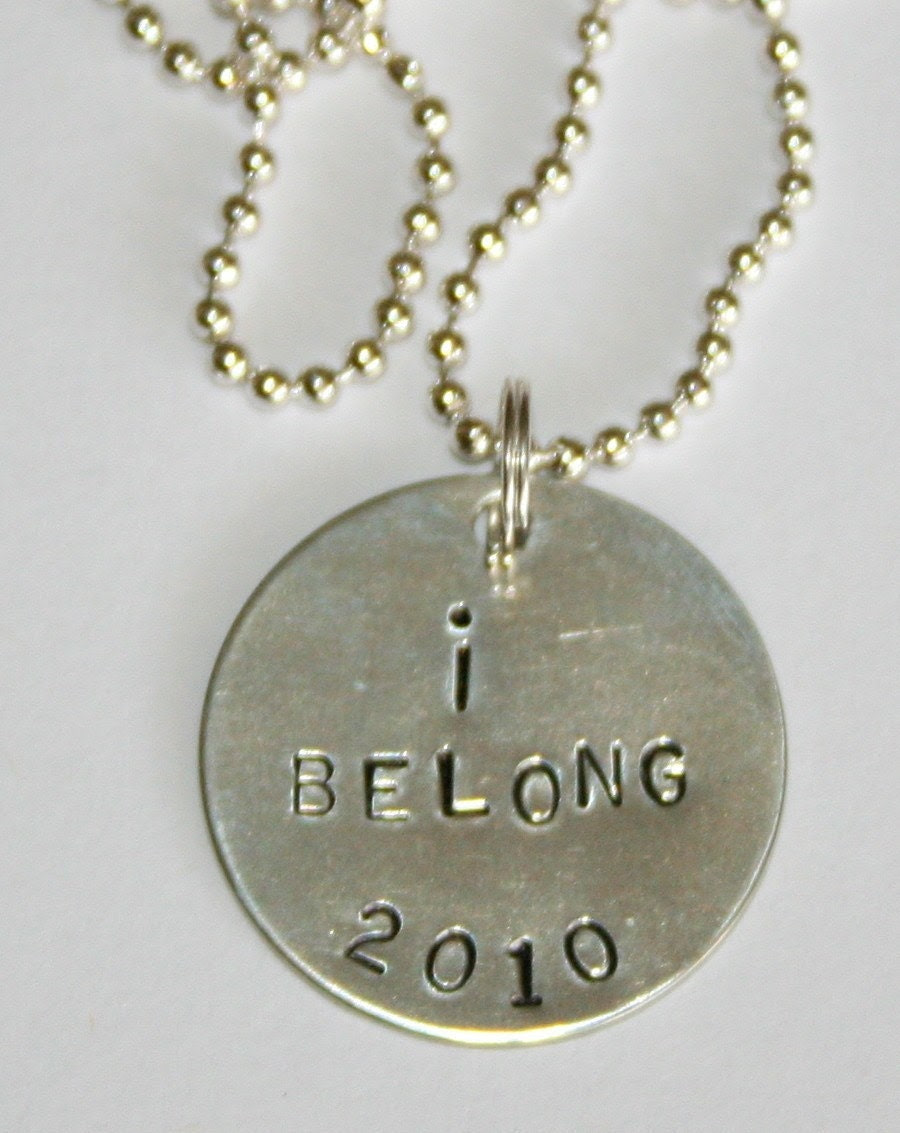 I BELONG handstamped baptism necklace