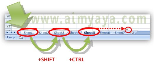 Gambar: Cara memindahkan beberapa Sheet sekaligus di Microsoft Excel