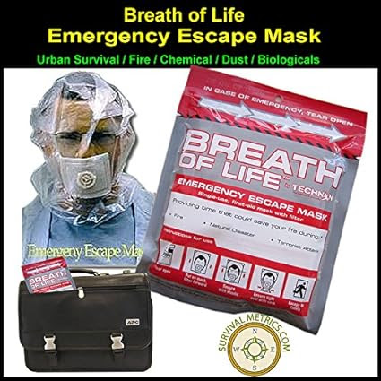 Emergency Escape Mask - Breath-Of-Life -- URBAN SURVIVAL / FIRE / CHEMICAL / DUST / BIOLOGICALS
