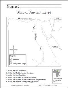 Ancient Egypt Map Worksheet - worksheet