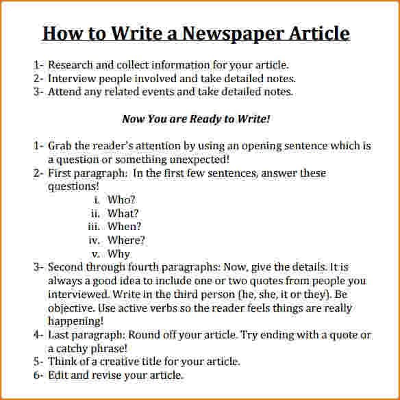 how to write a newspaper article osslt