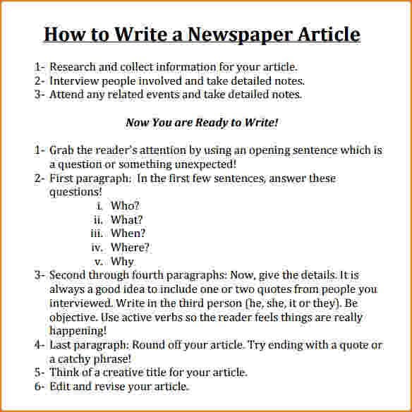 How To Write A Newspaper Article All You Need Infos