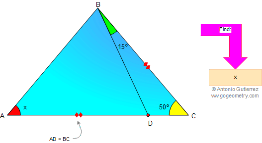 Problema 12: Triangulo rectángulo, Ángulos, Ceviana, Trazos auxiliares. 