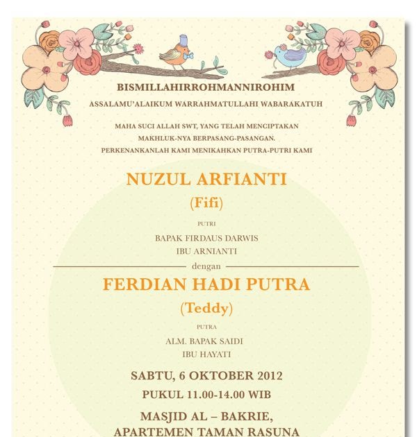 Contoh Invitation Wedding Party Card Rasmi X