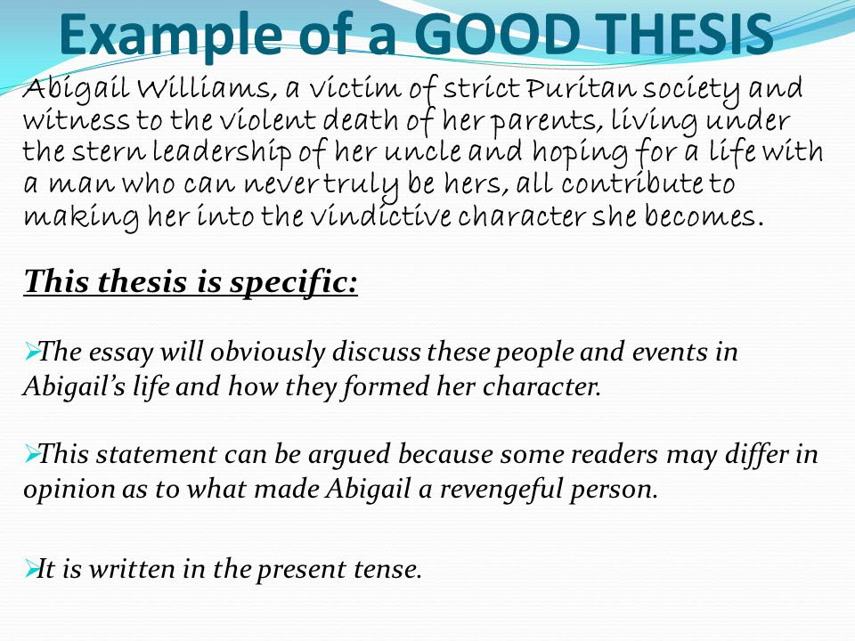 how to write a good thesis statement for book