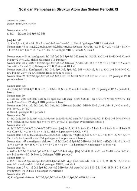 Contoh soal essay struktur atom beserta jawabannya