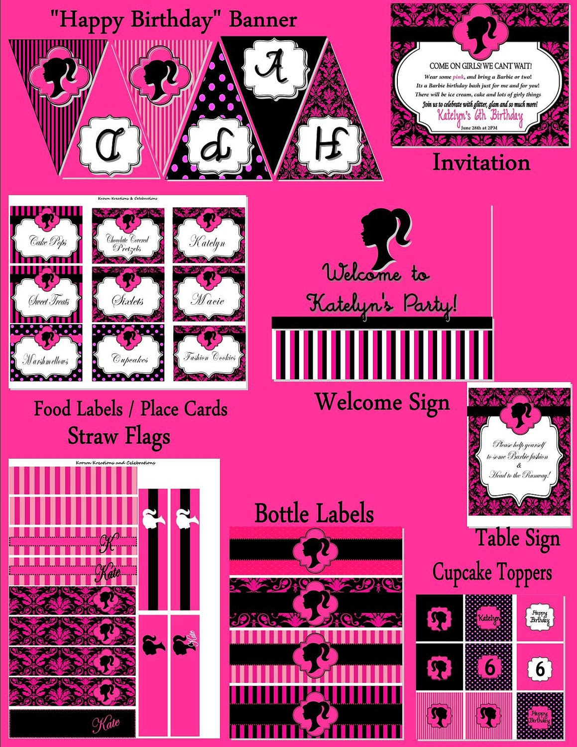 Barbie Silhouette Free Printable Kits.
