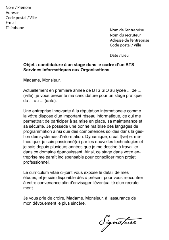 Exemple Rapport De Stage Bts Snir  Le Meilleur Exemple
