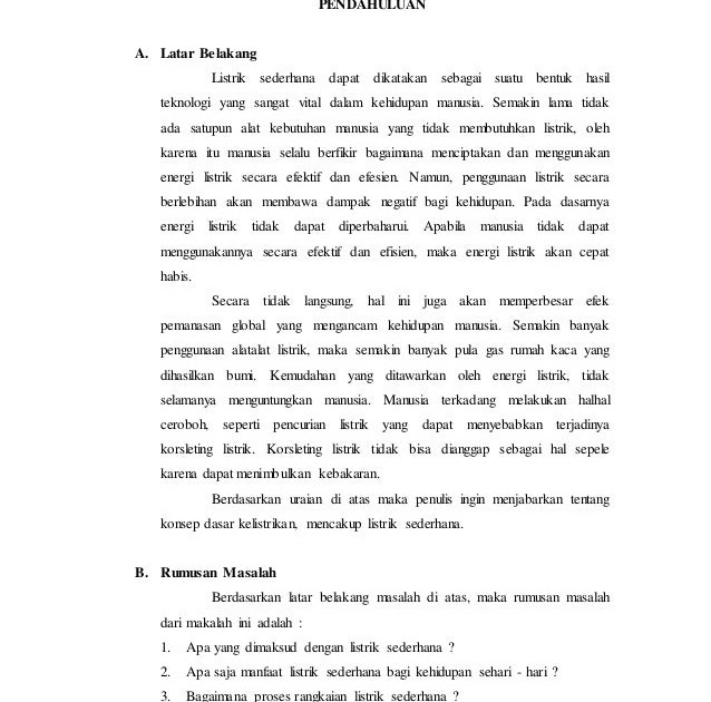 Contoh Makalah Tentang Listrik