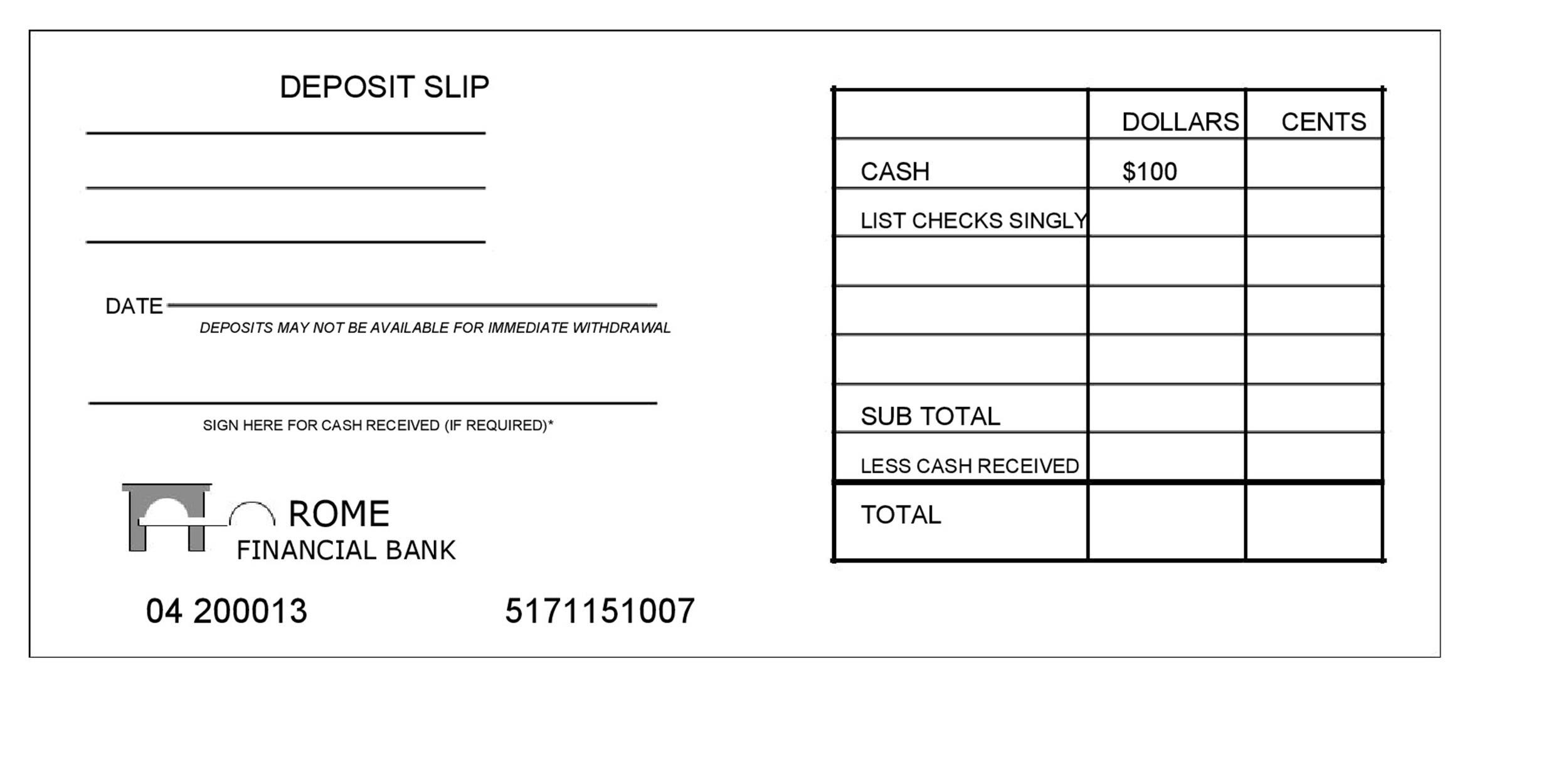 Deposit Slip Printing